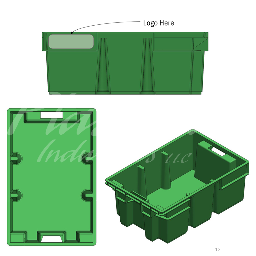 Plastic Storage Crate 580x380x220mm Stackable Nestable Ventilated  Date Crate, Fruit Heavy Duty