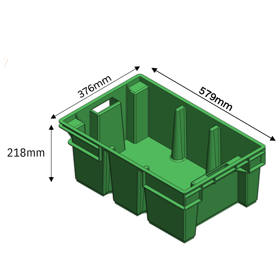 Vegetable / Date Crate with Post Storage Crate Storage Box Organizer Bin Stackable Basket Heavy Duty Reinforced Walls Anti-Slip Grid Base UV Stabilized Fade-Resistant Easy Handling for Vegetables Food Storage Transport – 580 x 380 x 220 mm 49 Liters - Ethic Solutions -