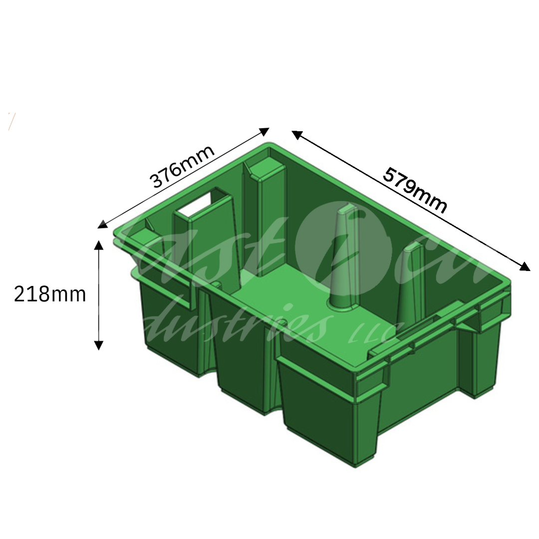 Plastic Storage Crate 580x380x220mm Stackable Nestable Ventilated  Date Crate, Fruit Heavy Duty