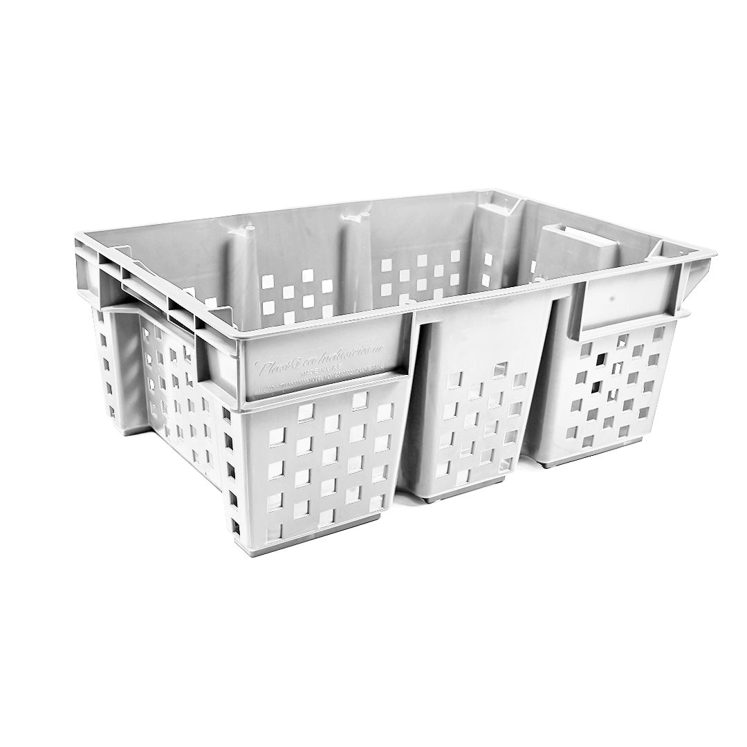 Vegetable / Date Crate with Post Storage Crate Storage Box Organizer Bin Stackable Basket Heavy Duty Reinforced Walls Anti-Slip Grid Base UV Stabilized Fade-Resistant Easy Handling for Vegetables Food Storage Transport – 580 x 380 x 220 mm 49 Liters - Ethic Solutions -