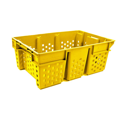 Vegetable / Date Crate with Post Storage Crate Storage Box Organizer Bin Stackable Basket Heavy Duty Reinforced Walls Anti-Slip Grid Base UV Stabilized Fade-Resistant Easy Handling for Vegetables Food Storage Transport – 580 x 380 x 220 mm 49 Liters - Ethic Solutions -