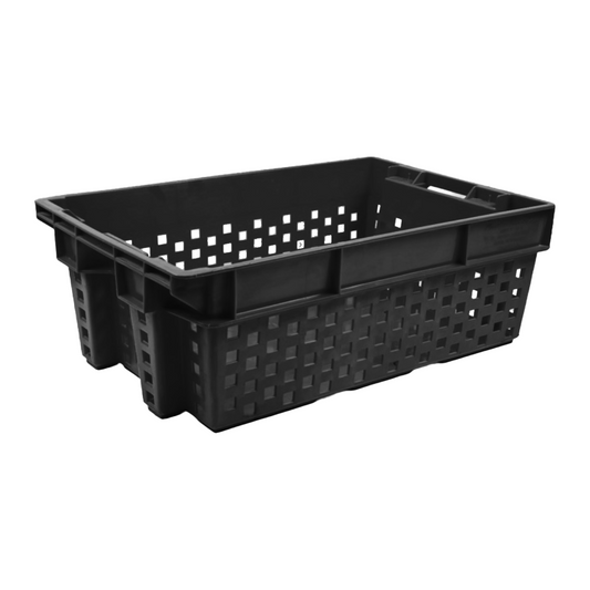Vegetable Crate without Post Storage Crate Storage Box Organizer Bin Stackable Basket Heavy Duty Reinforced Walls Anti-Slip Grid Base UV Stabilized Fade-Resistant Easy Handling for Vegetables Food Storage Transport – 580 x 380 x 220 mm 49 Liters - Ethic Solutions -