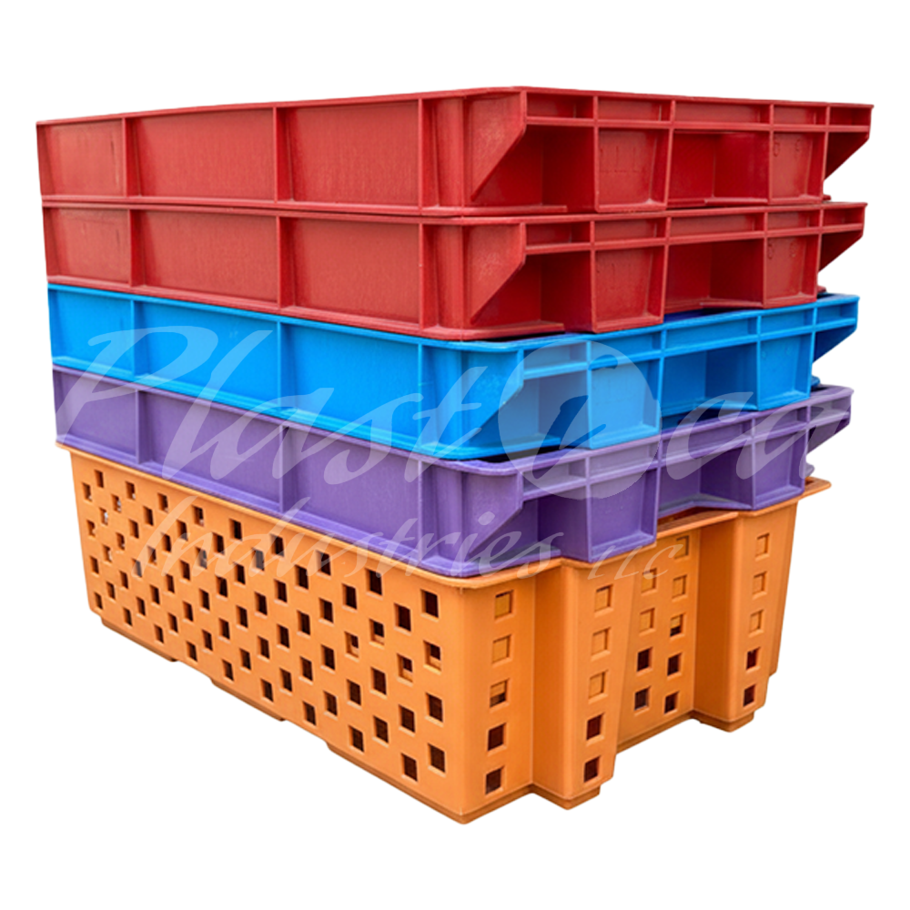 Plastic Storage Crate 580x380x220mm Stackable Nestable Ventilated Vegetable Crate Heavy Duty