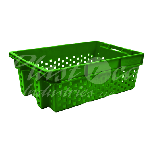 Plastic Storage Crate 580x380x220mm Stackable Nestable Ventilated Vegetable Crate Heavy Duty